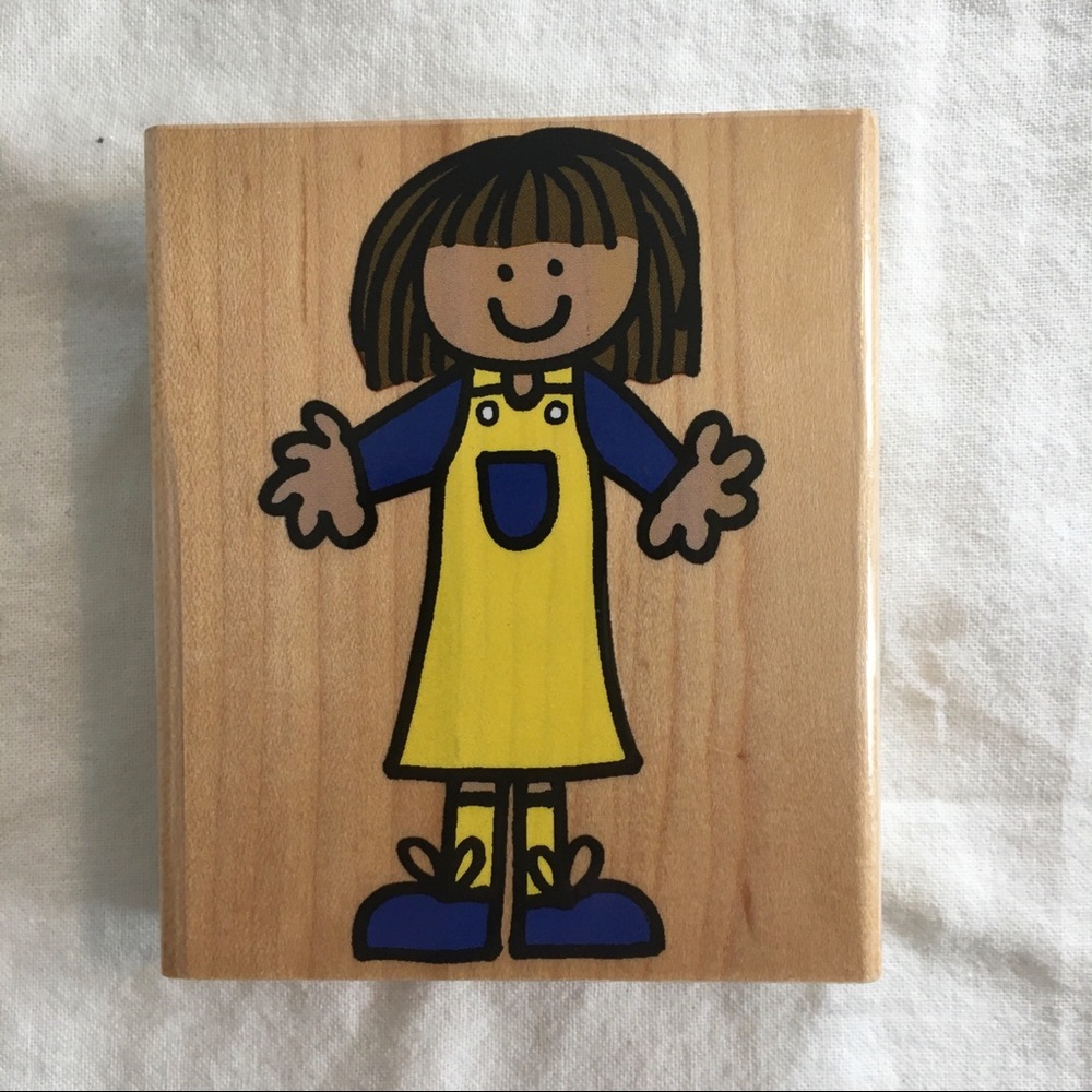 VTG Wood Mounted Hero Arts Girl Rubber Stamp